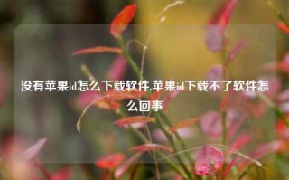 没有苹果id怎么下载软件,苹果id下载不了软件怎么回事