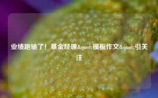 业绩跑输了！基金经理"模板作文"引关注