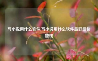 写小说用什么软件,写小说用什么软件最好最快赚钱