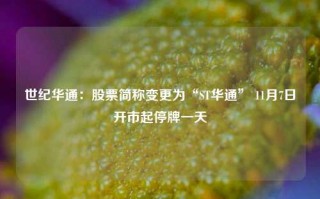 世纪华通：股票简称变更为“ST华通” 11月7日开市起停牌一天