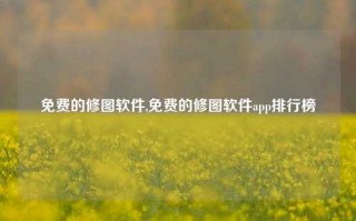 免费的修图软件,免费的修图软件app排行榜