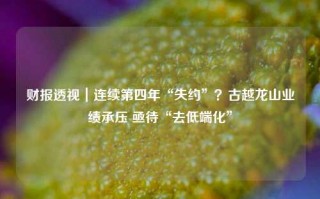 财报透视｜连续第四年“失约”？古越龙山业绩承压 亟待“去低端化”