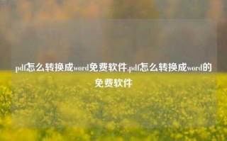 pdf怎么转换成word免费软件,pdf怎么转换成word的免费软件