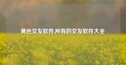 黄色交友软件,所有的交友软件大全