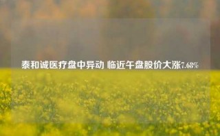 泰和诚医疗盘中异动 临近午盘股价大涨7.68%