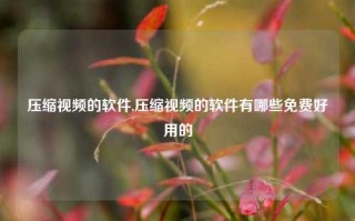 压缩视频的软件,压缩视频的软件有哪些免费好用的