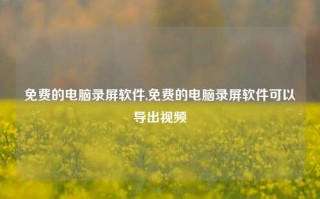 免费的电脑录屏软件,免费的电脑录屏软件可以导出视频