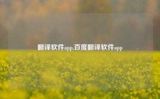 翻译软件app,百度翻译软件app