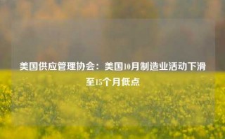 美国供应管理协会：美国10月制造业活动下滑至15个月低点