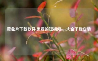 黄色片下载软件,免费的短视频app大全下载安装