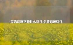 英语翻译下载什么软件,免费翻译软件