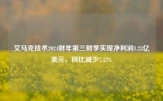 艾马克技术2024财年第三财季实现净利润1.23亿美元，同比减少7.52%