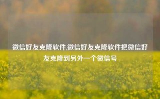 微信好友克隆软件,微信好友克隆软件把微信好友克隆到另外一个微信号