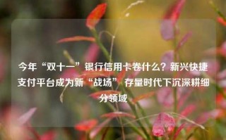 今年“双十一”银行信用卡卷什么？新兴快捷支付平台成为新“战场” 存量时代下沉深耕细分领域