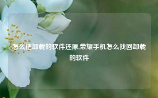 怎么把卸载的软件还原,荣耀手机怎么找回卸载的软件