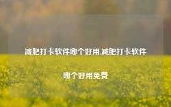 减肥打卡软件哪个好用,减肥打卡软件哪个好用免费