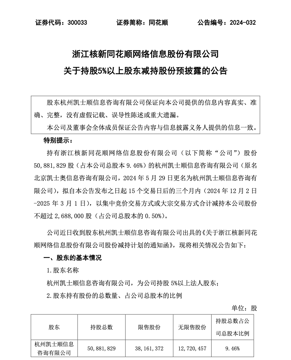 股价创新高！同花顺大股东出手，拟减持-第1张图片-国津软件-十年只做一个产品!IT--系统,B--系统,IT--,ITIL！