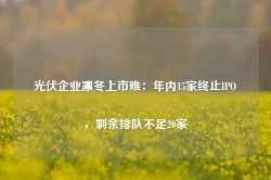 光伏企业凛冬上市难：年内15家终止IPO，剩余排队不足20家-第1张图片-国津软件-十年只做一个产品!IT--系统,B--系统,IT--,ITIL！